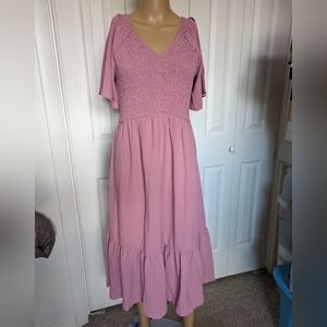 Zattcas Womens Summer Dress Short Flutter Sleeve V Neck Smocked Ruffle Casual.